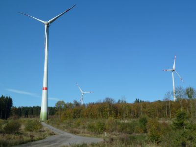 Windkraftwerke im Wald
